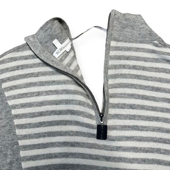 BCBGeneration Sweater Womens Small Wool Shawl Collar Academia Prep Gray Striped - Picture 4 of 11